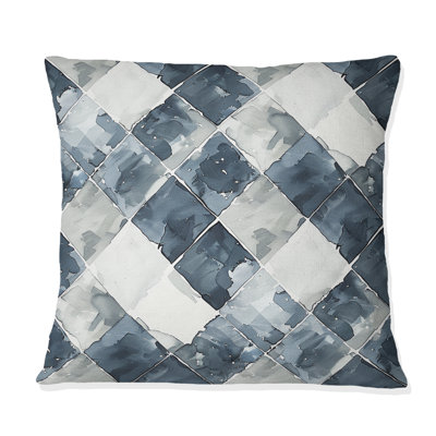 Coussin White Gingham Print II - Mid-Century
