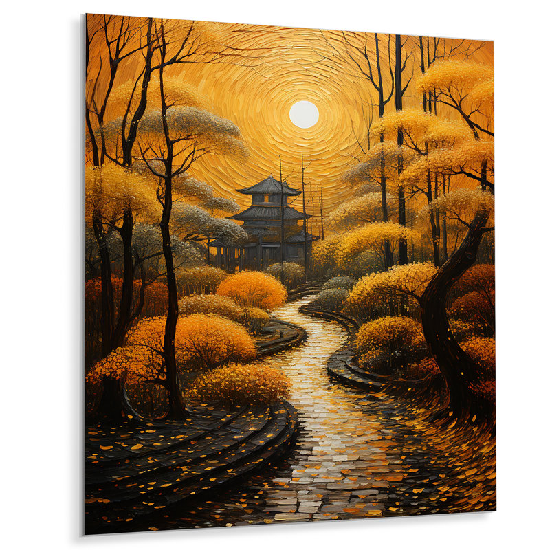 «Golden Japon Zen Garden Moonlight» sur métal, H 32 po x l 24 po x P 1 po