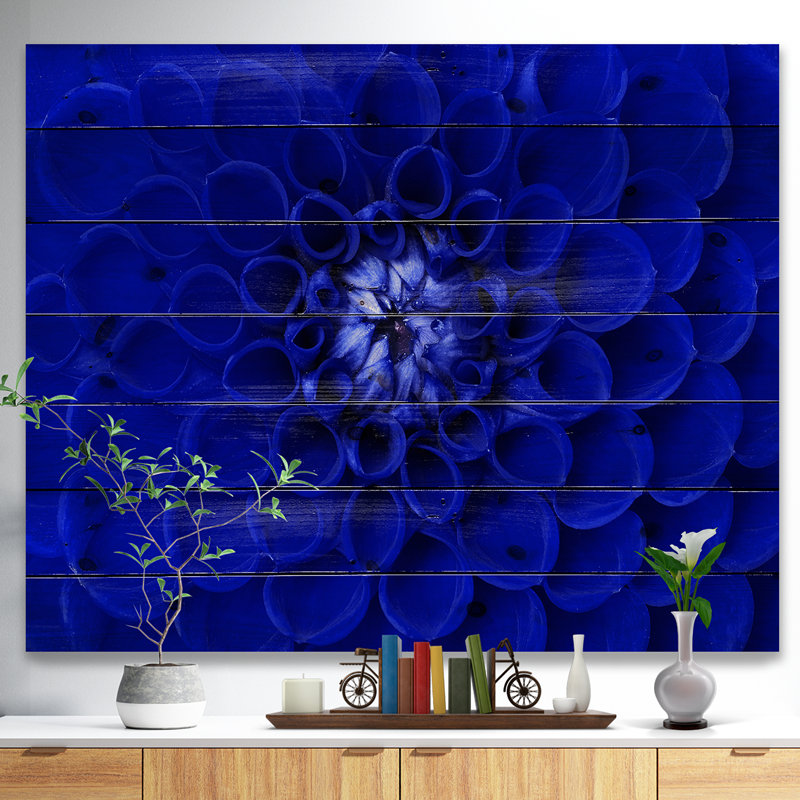 Photographie « abstract blue floral design », H 15 po x l 20 po x P 1 po, Bois