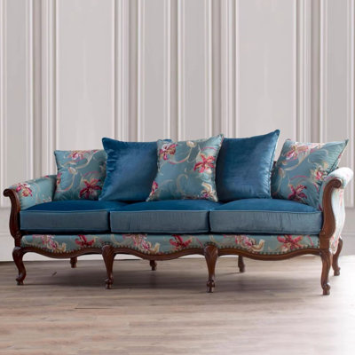 Creative Blue Solid Wood Casual Sofa