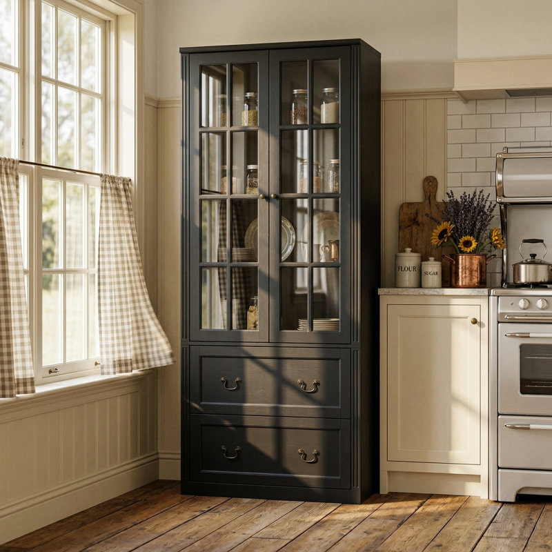 Christene 78.7'' Kitchen Pantry, Black