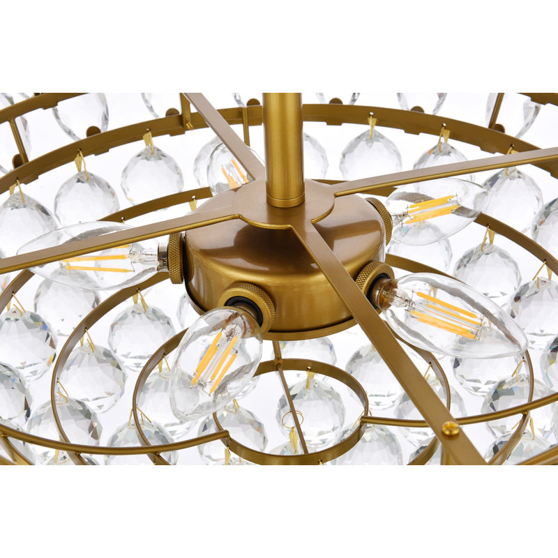 Plafonnier semi-encastré Abel, Laiton, 5 lumières, H 11,5 po x l 20 po x P 20 po