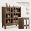 Armoire de rangement moderne à double porte au fini noyer avec miroir et tablettes amovibles pour l'organisation du salon-484616643