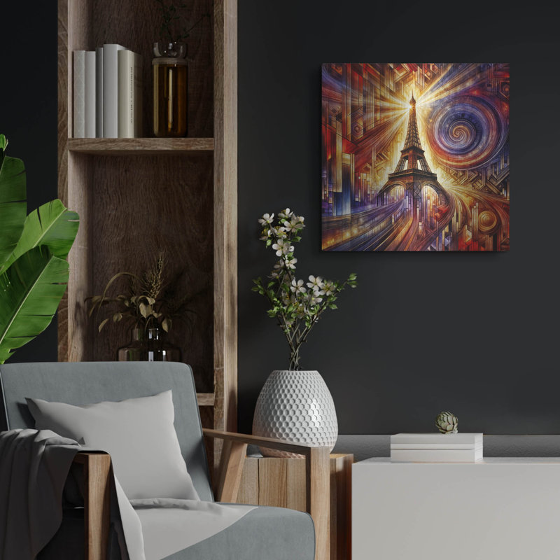 «Eiffel Tower, Paris Abstract» par Rey Klimt, art mural en métal, H 24 po x l 24 po