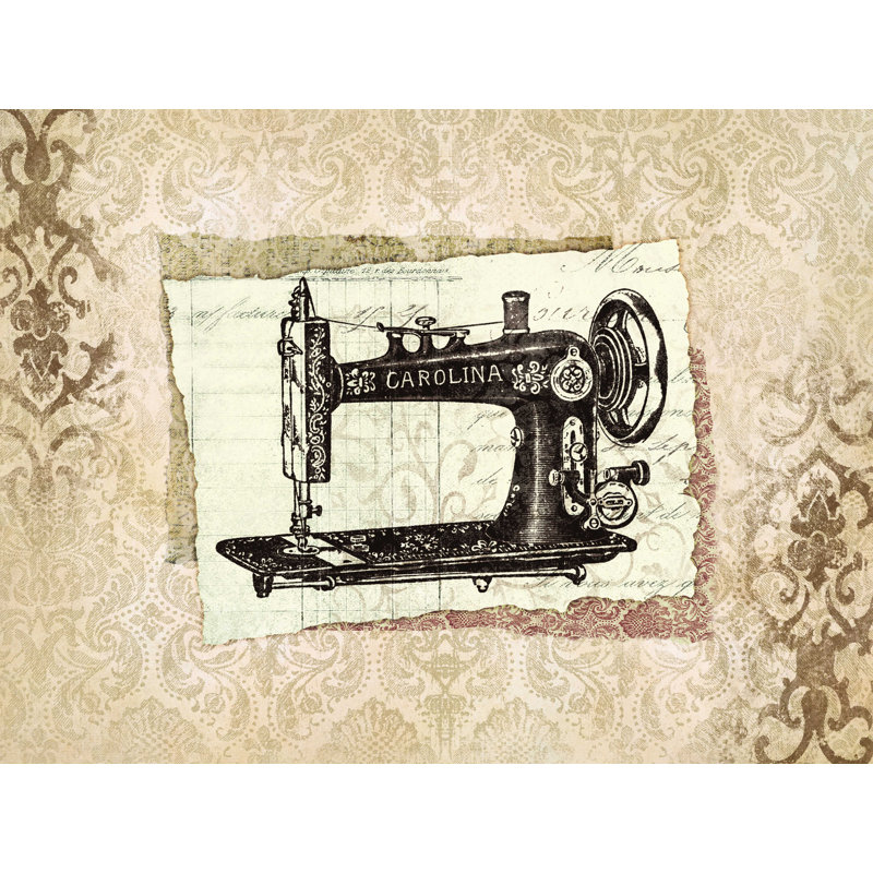 Machine à coudre rétro - impression sur toile tendue, H 18 po x l 24 po
