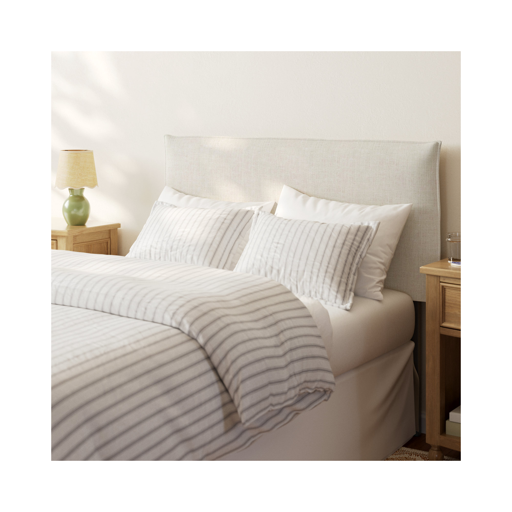 Halcyon Upholstered Headboard, Classic Talc Linen, Queen