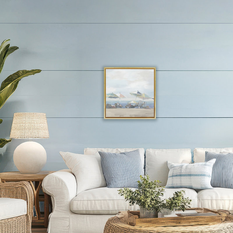 Cadre flottant Subtle Beach Breeze, design par Liz Jardine, H 18 po x l 18 po, Cadre flottant métallique doré