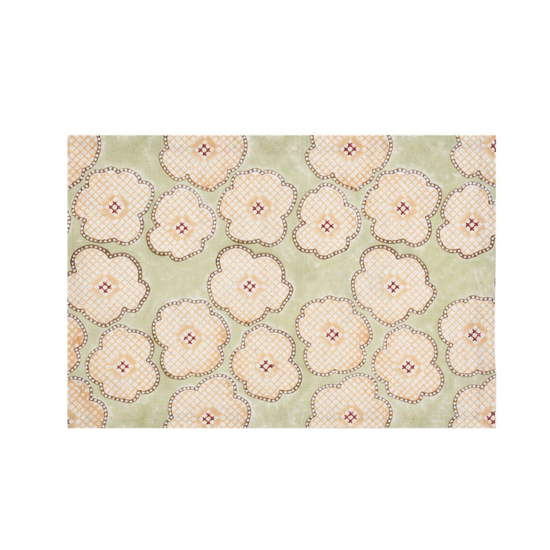 Floral Burst Table Placemat 14x20 Inch, Green