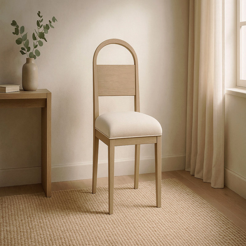 Chaise en bois à dossier arqué, Marron clair