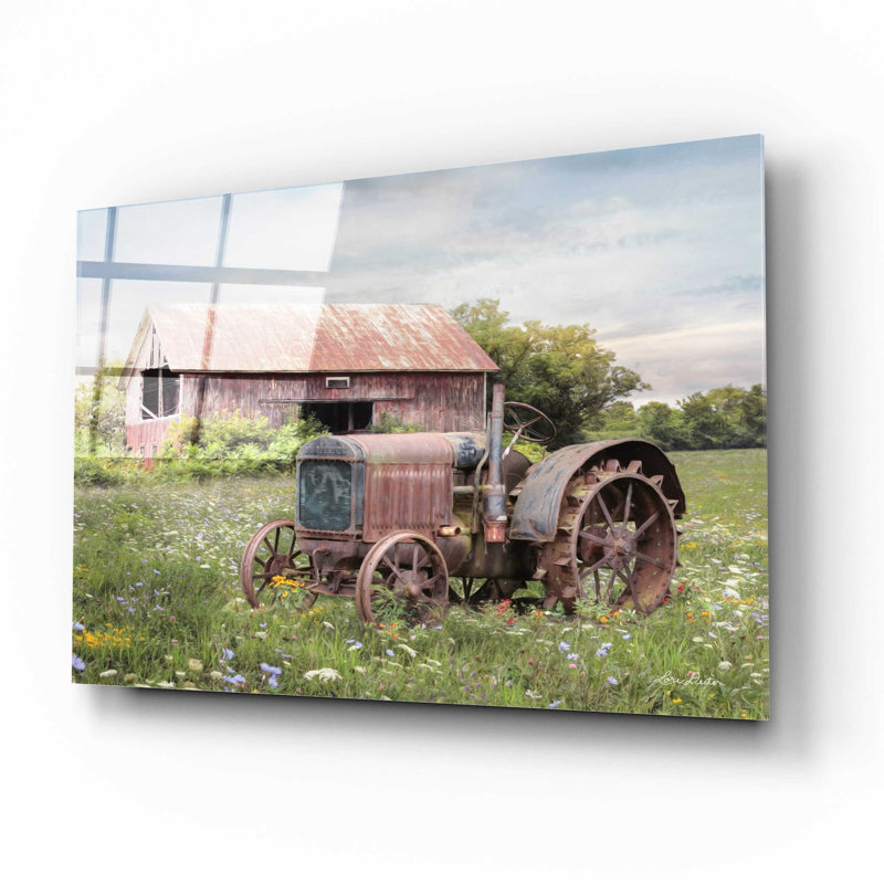 «Clayton Tractor» par Lori Deiter, art mural en verre acrylique, H 12 po x l 16 po x P 0,13 po