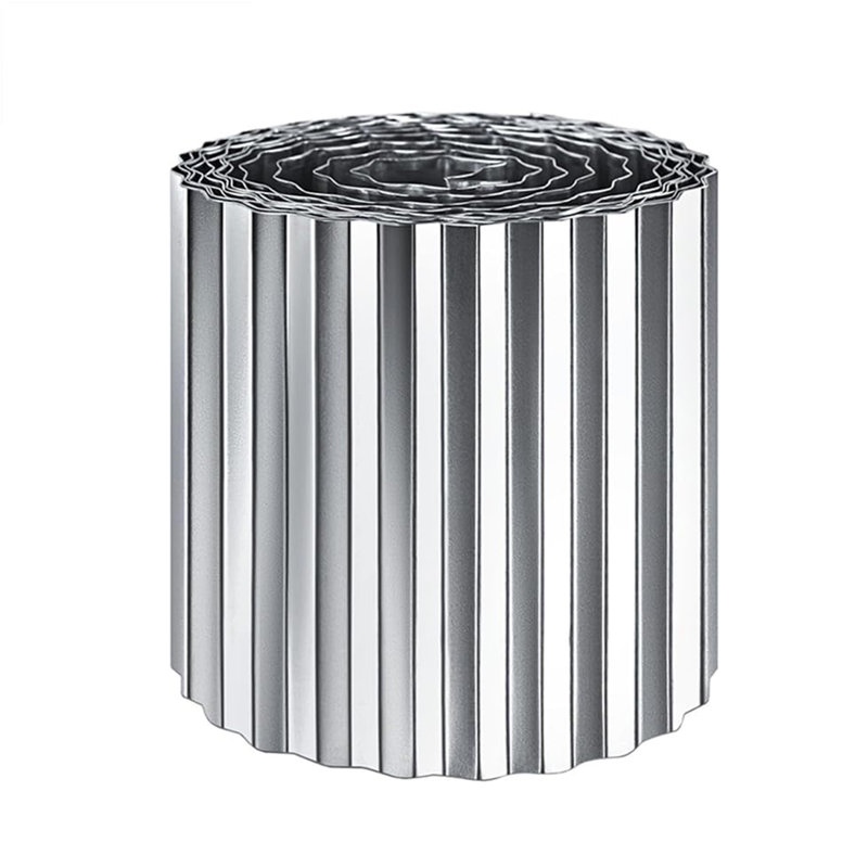 Corrugated Metal Lawn Edging Garden Border Roll - 12m, Silver
