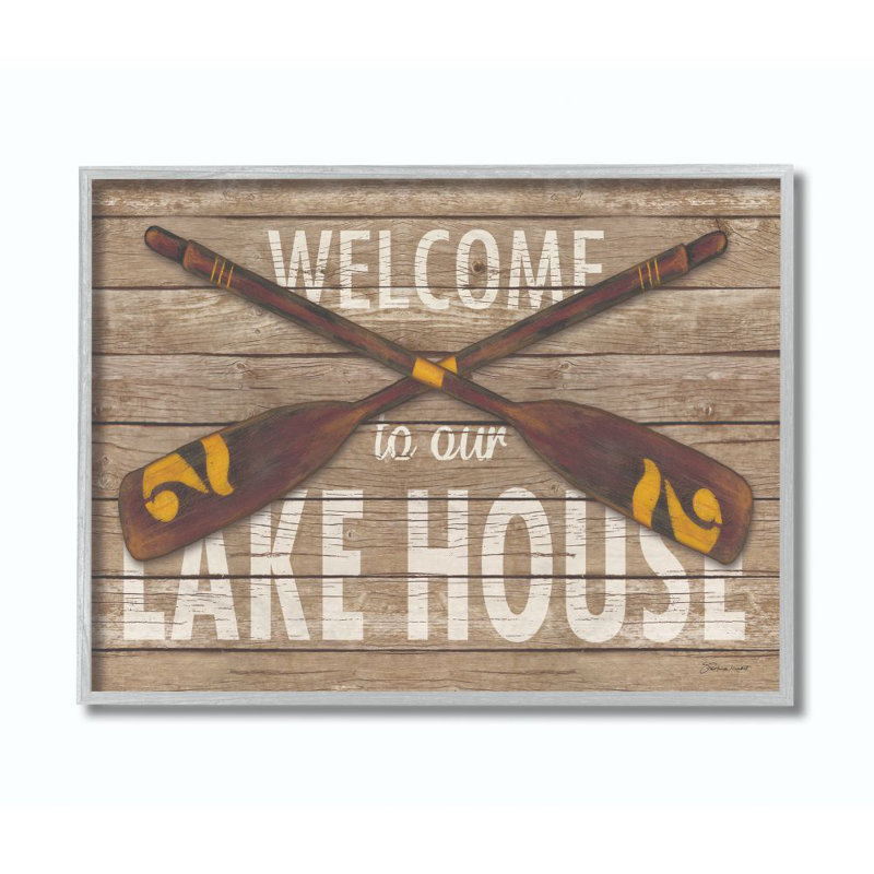 «Welcome Lake House Country Home Word Design», impression sur toile, H 11 po x l 14 po x P 1,5 po