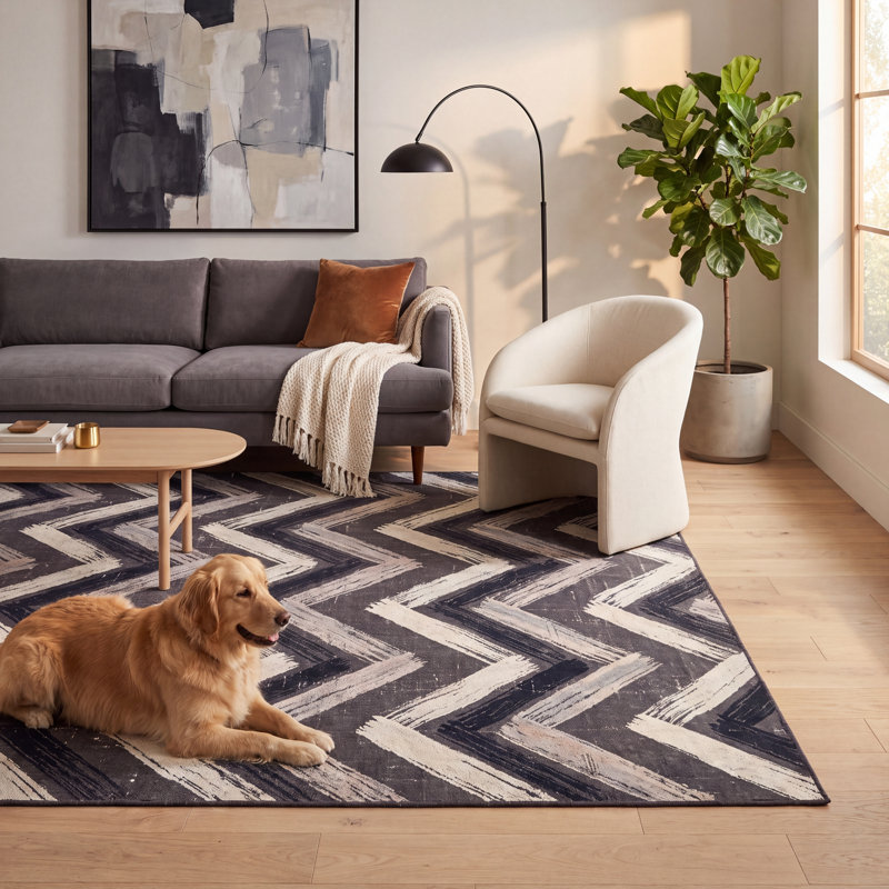 Tapis Axinite moderne à rayures brossées grises et noires, antidérapant, à poils courts, pour l'intérieur et l'extérieur, adapté aux animaux de compagnie, salon, chambre, salle à manger, entrée, couloir, bureau, lavable