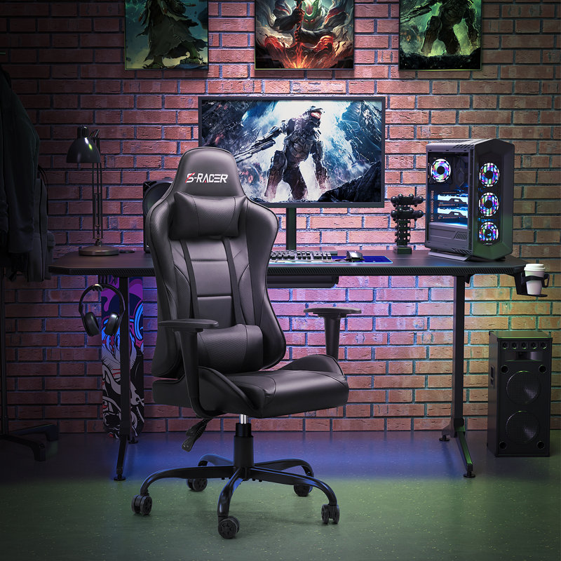 Homall High-Back Adjustable Reclining Ergonomic Faux Leather PC & Racing Game Chair, Black
