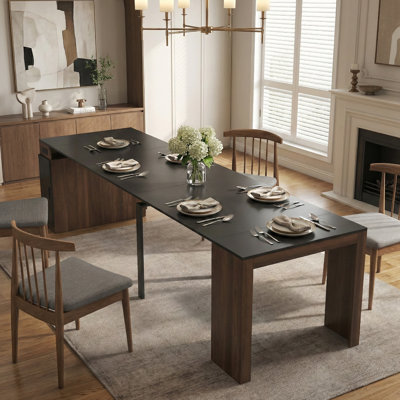 Modern Extendable Dining Table with Built-In Outlet and Storage, Space-Saving Expanding Design for Parties, Weddings, and Everyday Meals