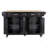 Kitchen Island With Rubber Wood Countertop, Kitchen Cart On 5 Wheels With Storage Cabinet And 2 Top Drawers And A Center Double Layered Storage Drawer For Dinning Room, Black