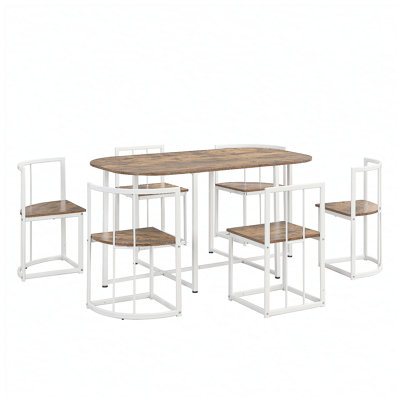 Ensemble de salle à manger moderne 7 pièces en faux marbre avec table compacte de 53,5 pouces et chaises confortables