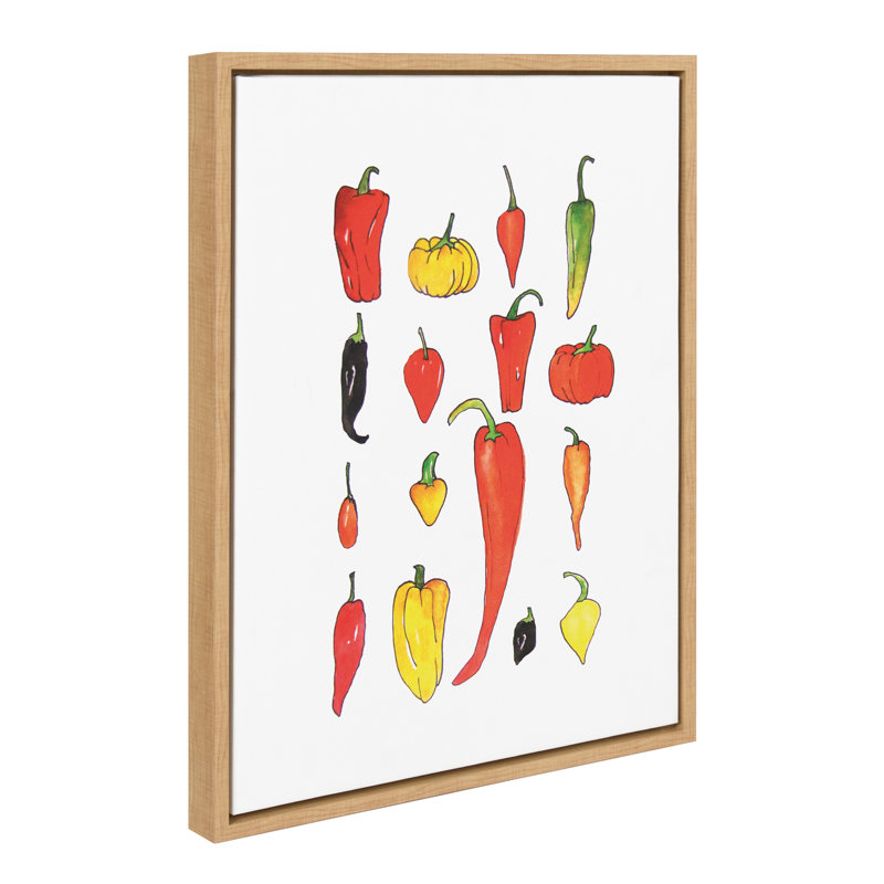 Viola Kreczmer Peppers Print on Canvas with Natural Frame