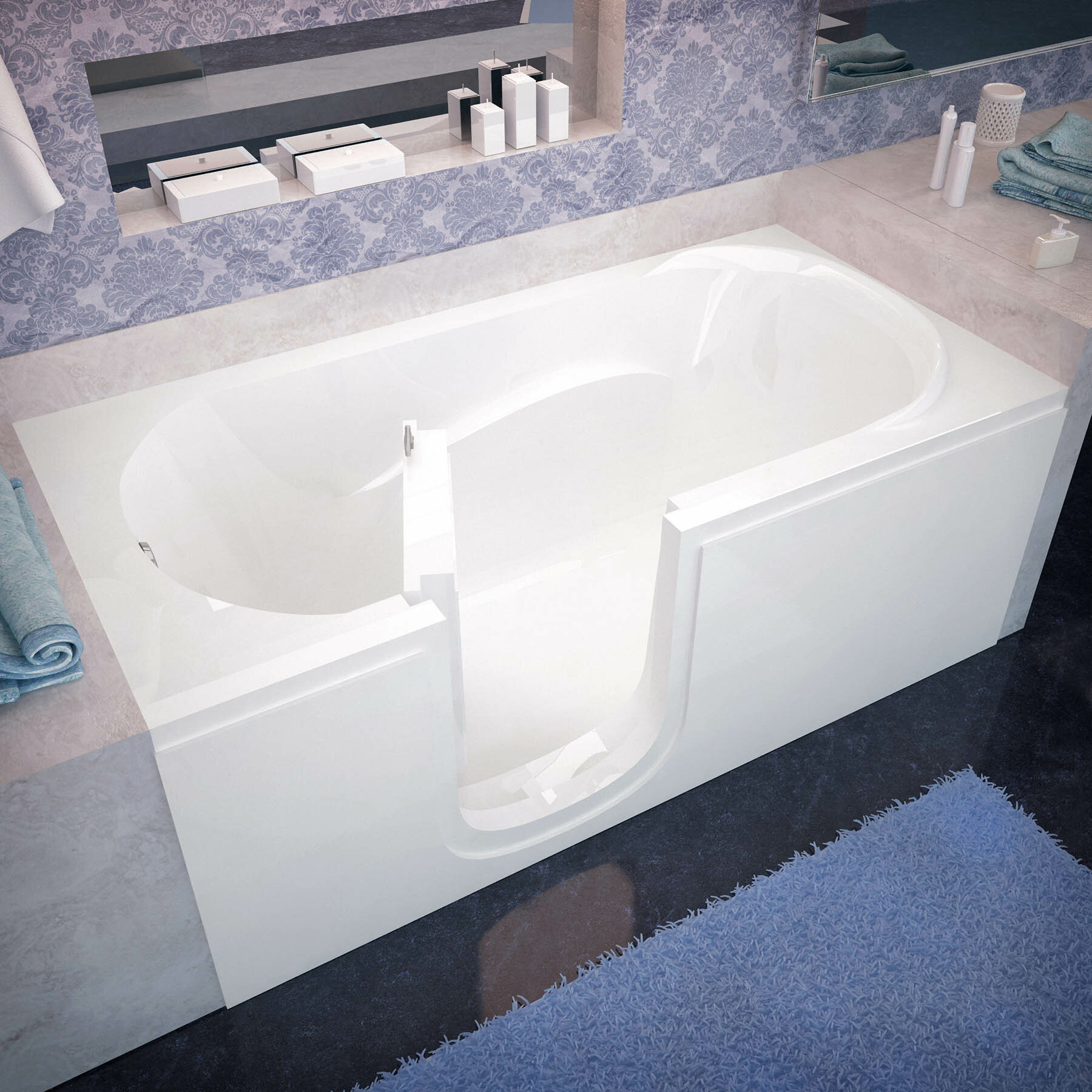 Therapeutic Tubs Ashton 59.6'' x 30'' Walk-in Soaking Acrylic Bathtub ...