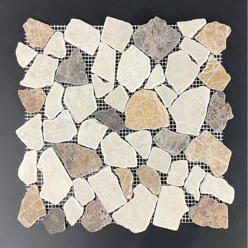 Carreau de mosaïque 12,5 "x 12,5", Crème Marfil / Emperador clair / Empereur foncé
