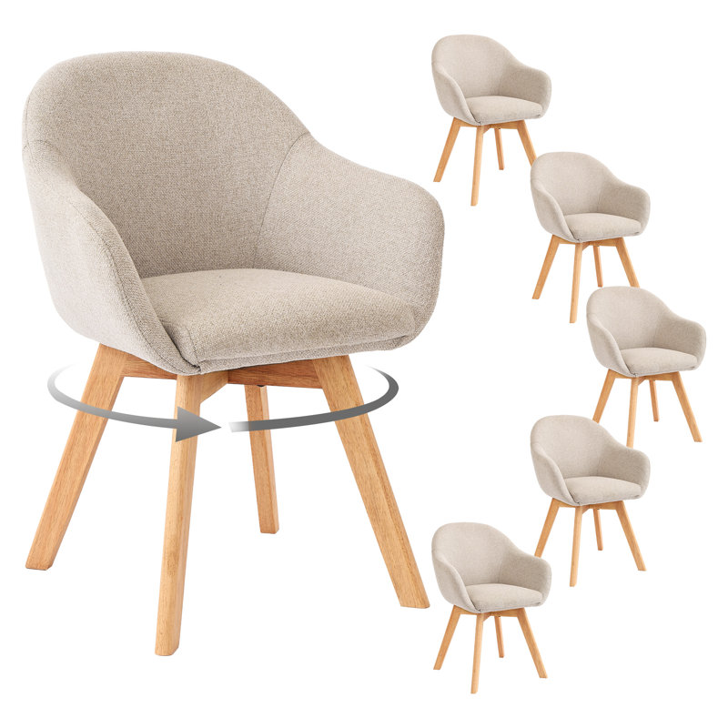 Upholstered Dining Chair, 49cm Seating Height , Beige, 6, Beige