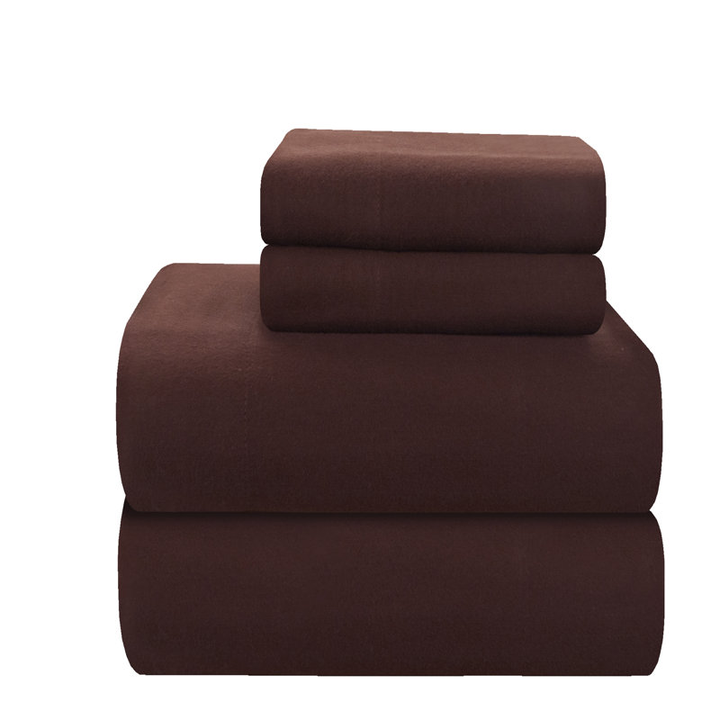 Ensemble de draps 100% flanelle 170 g / m² Pointehaven, Très grand lit, Chocolat