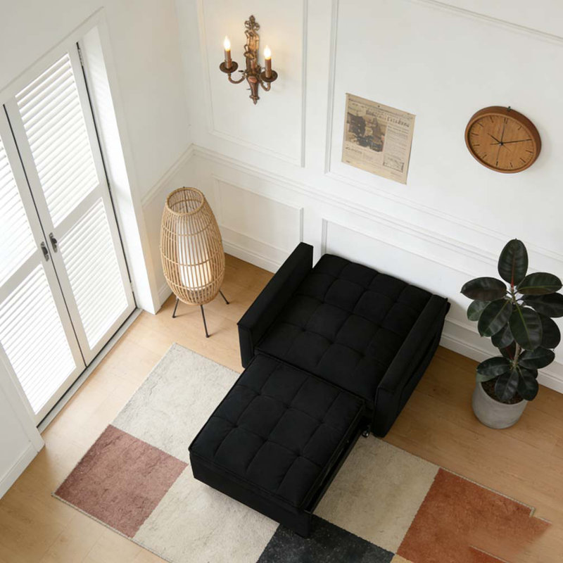 Sofa bed chair 3 in 1 convertible, Black
