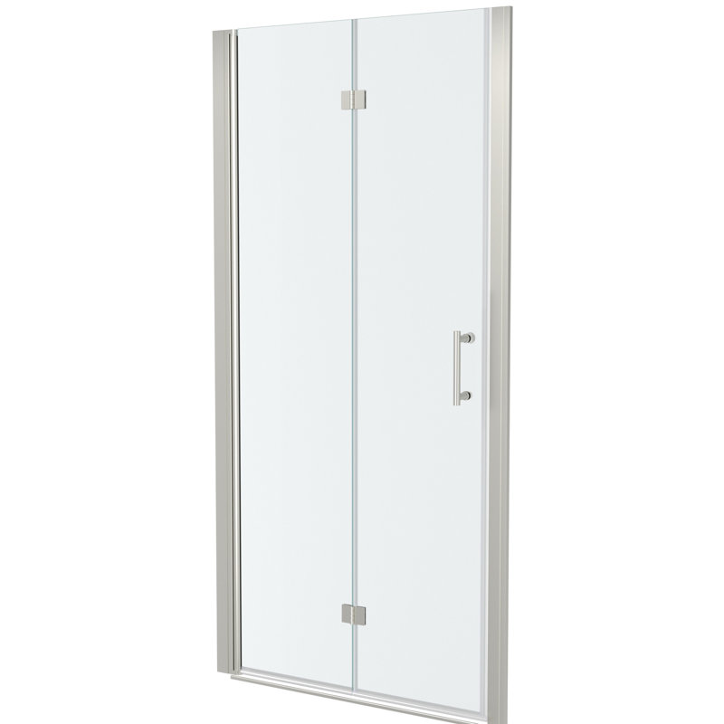 Porte de douche en nickel brossé l 34 po x H 72 po avec verre trempé - Finition réglable, haute performance et peu encombrante 34 po x 72 po