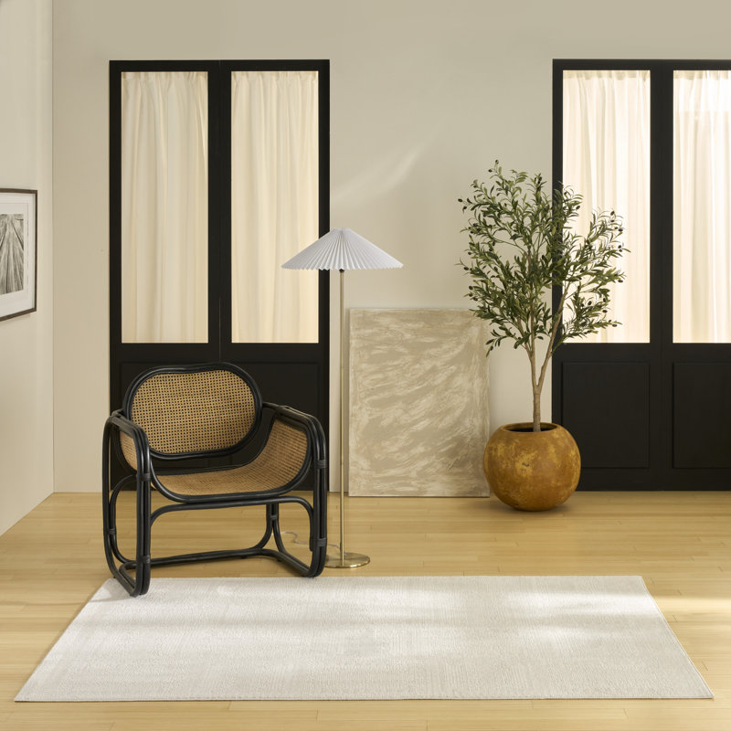 Tapis d'intérieur moderne ivoire Ebern Designs Reimann, Rectangle 4pi x 6 pi