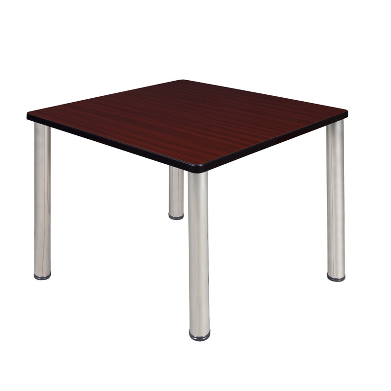 Plateau de table Kee, H 29 po x L 30 po x l 30 po, Acajou, Chrome