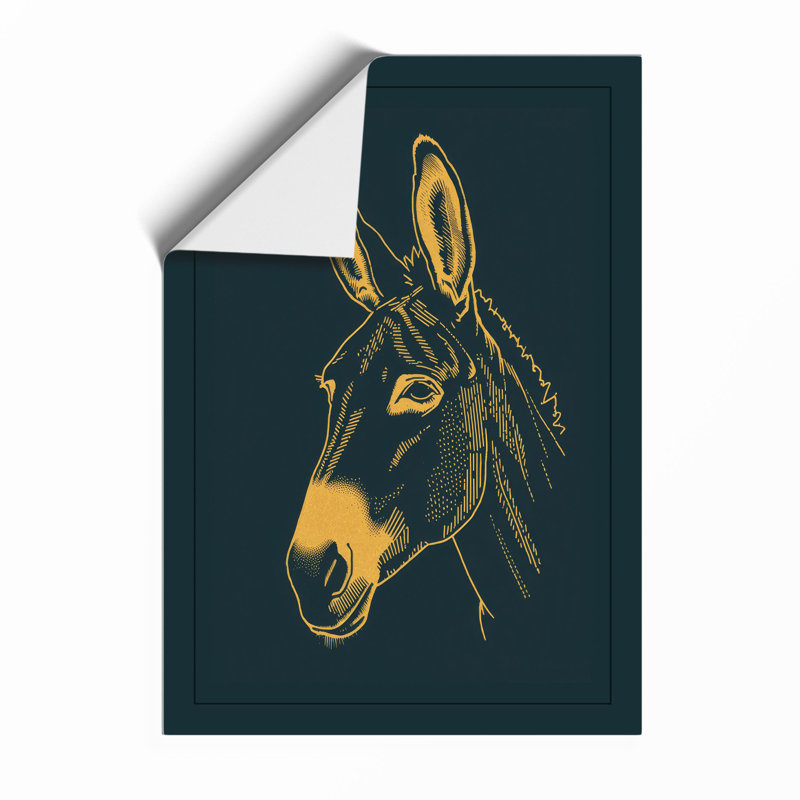 Golden Donkey Portrait Boho - Framed Print, Unframed, A3 - 42.0 x 29.7 cm