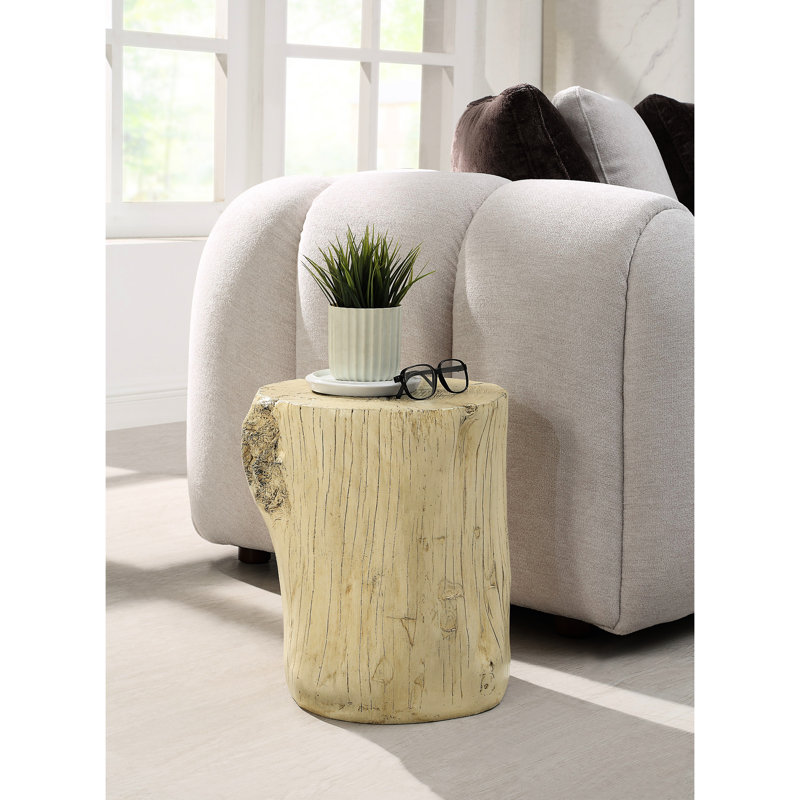 Table d'appoint en fibre de béton de couleur brun naturel - Améliore l'espace de vie moderne, attrayant et pratique