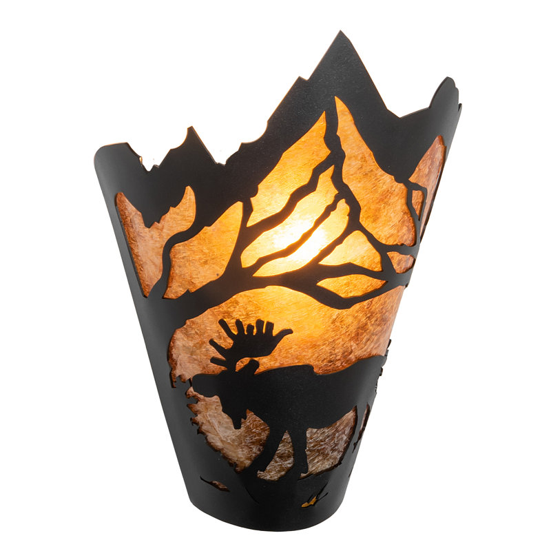 8" Wide Moose At Dawn Left Wall Sconce