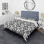 Ensemble de housse de couette transitionnel noir et blanc damassé Glamour II-109160993