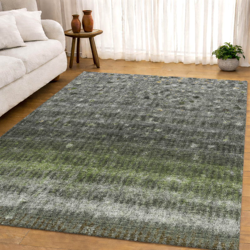 Premium Machine Washable Mayfield Stripes Rug, 8' x 10', Olive