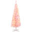 Sapin de Noël artificiel mince de 5 pi avec 110 lumières DEL blanc chaud et 294 pointes, pour décoration de Noël, rose