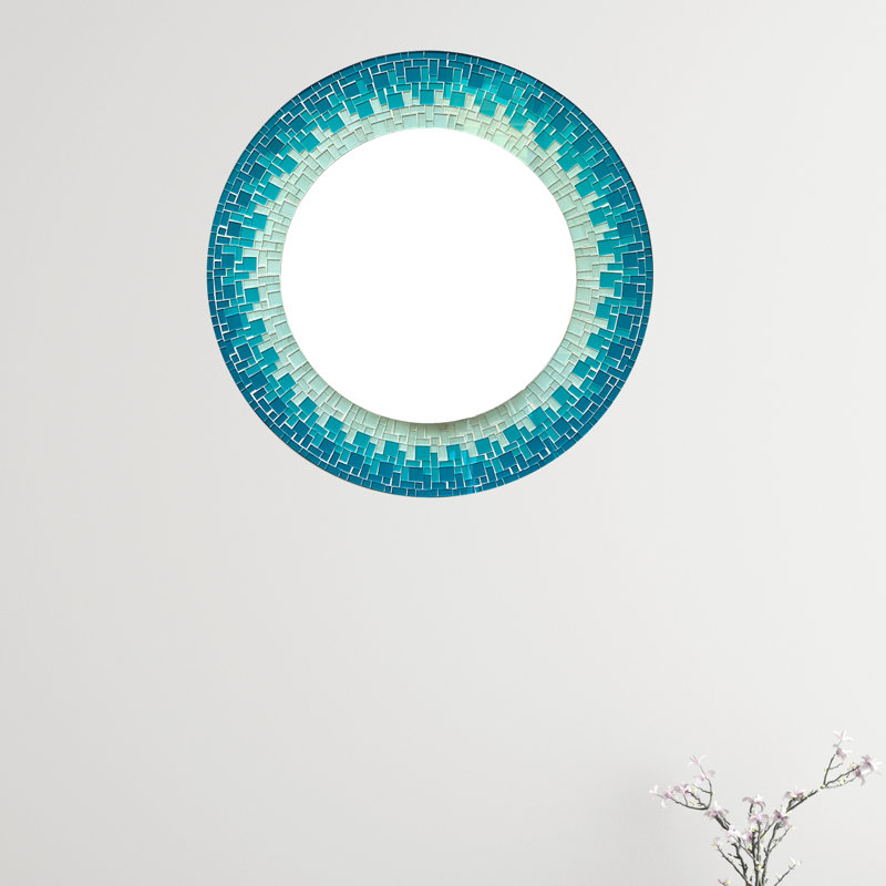 Miroir mural en mosaïque Sigler, Bleu / bleu pâle