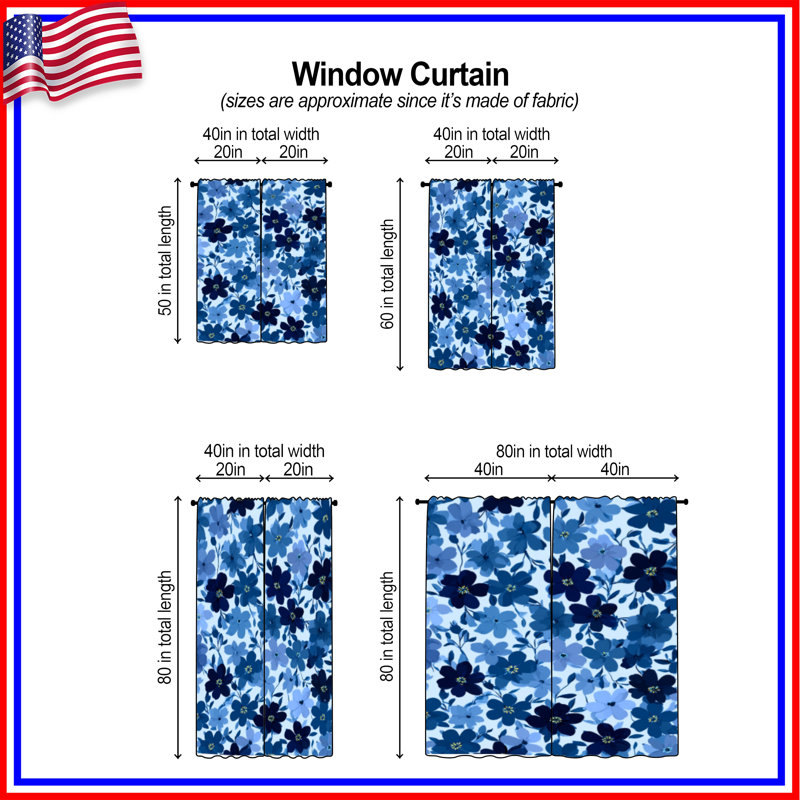 Motif de rideaux de fenêtre à motif floral transparent et obscurcissant - 2 panneaux, 40 po x 50 po - 2 panneaux, Transparent