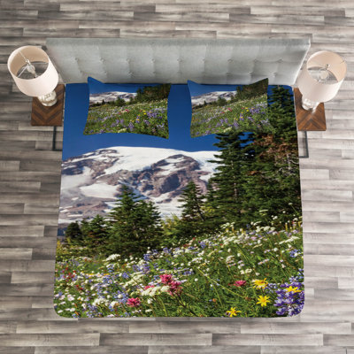 Abryella  Green/Navy/White Microfibre Bedspread Set