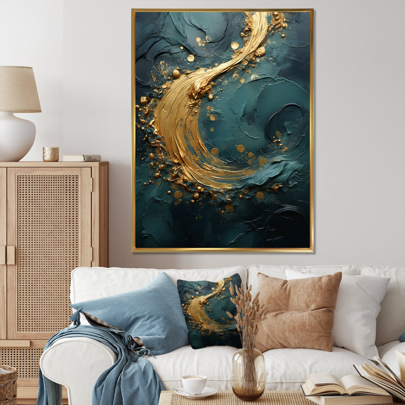Midas Forest Spirals, reproduction d'art sur toile, H 44 po x l 34 po x P 1,5 po, Cadre flottant doré