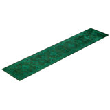 Overdyed Hand-Knotted Wool Modern-Contemporary Green Runner 2' 6" x 12' 3"