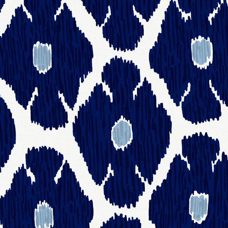Shona Bed, Queen, Jr Poppy Indigo Geometric Linen