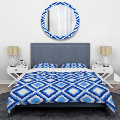 Blue/White Microfiber Duvet Cover Set