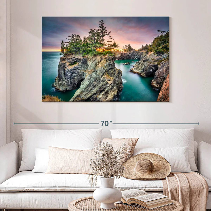 Gillard, magnifique coucher de soleil sur la magnifique côte de l'Oregon, H 32 po x l 48 po