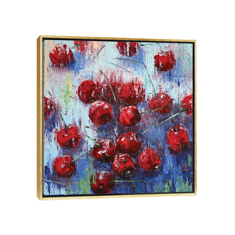 «Cherry I», reproduction d'art sur toile encadrée, H 18 po x l 18 po, Reproduction encadrée sans toile tendue, Doré