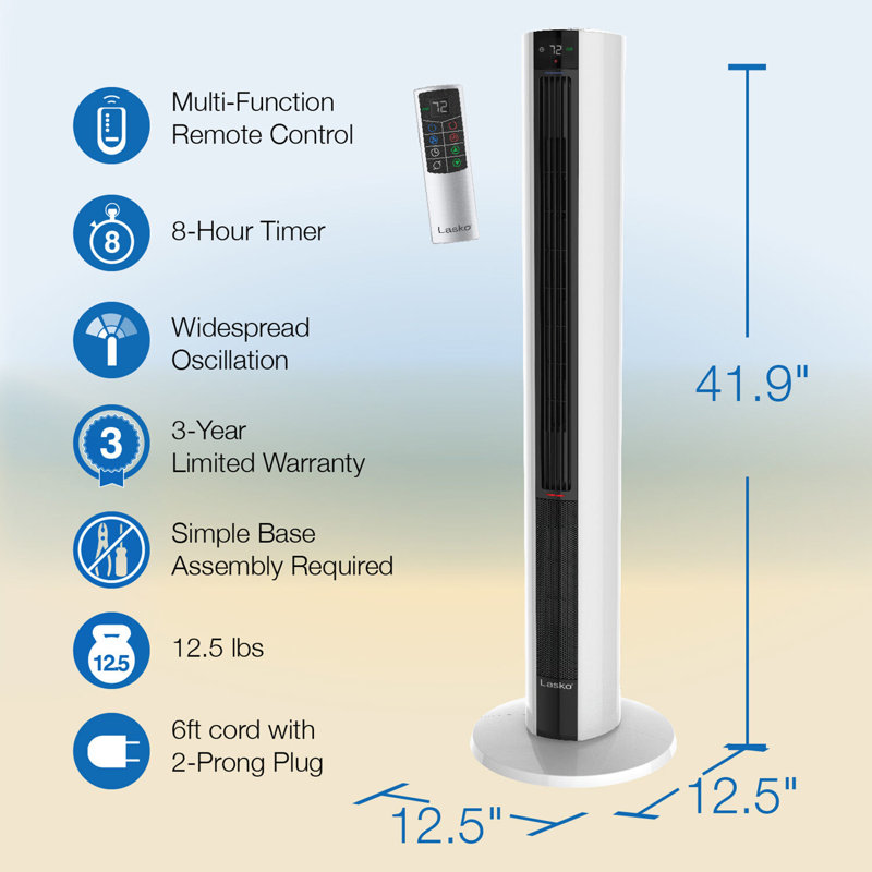 Lasko 1500 Watt 5119 BTU Electric Tower Space Heater with Adjustable Thermostat and with Digital Display