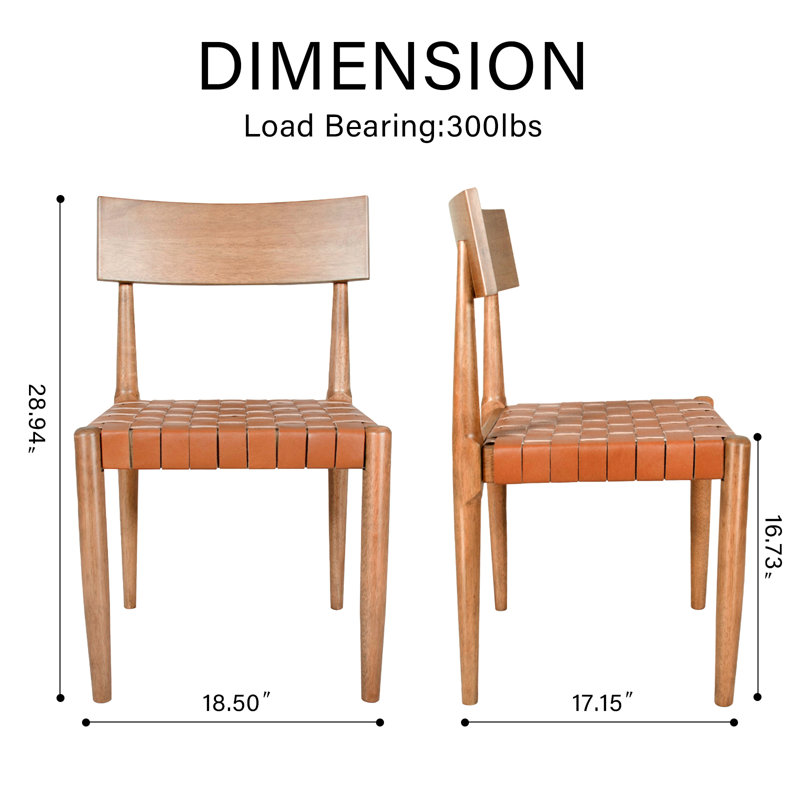 Chaise en cuir véritable Wogina, Brun clair