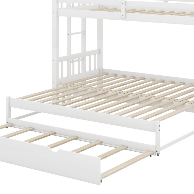 Twin Over Pull-Out Bunk Bed With Trundle, White