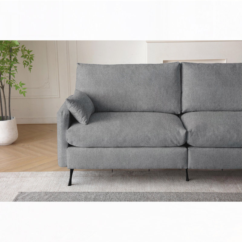Landen 3-Seater Cloud Sofa with Storage Arm & Pillows, Gray