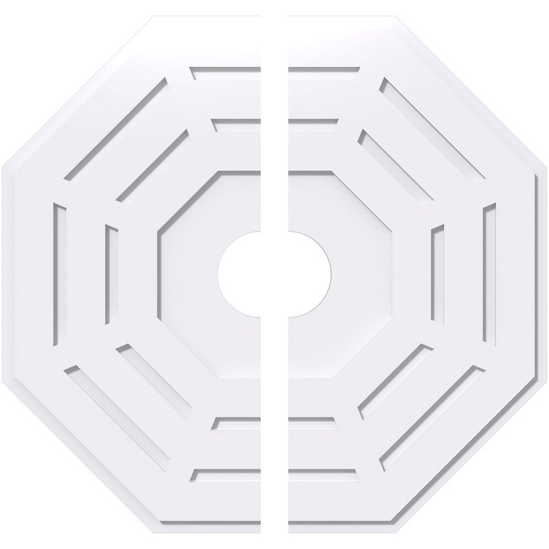 36"OD x 6"ID x 14 1/4"C x 1"P Westin Architectural Grade PVC Contemporary Ceiling Medallion, Two Piece, 1" H x 36" W x 36" D